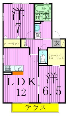 リビングタウン南花島 Ｃ 102号室 間取り