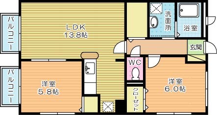 アムールＮ・ＫⅠ 201号室 間取り