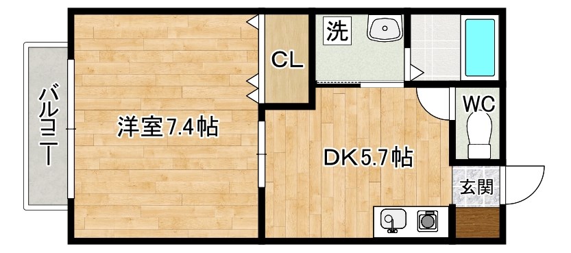 ドゥソレイユ２１　Ａ棟 102号室 間取り