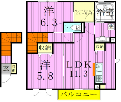 デュオラピッツＢ 202号室 間取り