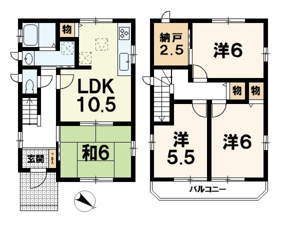 日吉野町　貸家 間取り図