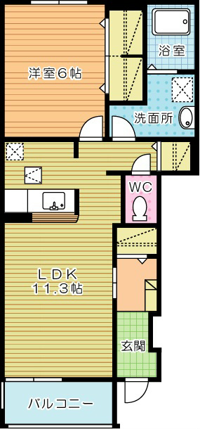 アバンツァートカーサ溝尻 　A棟 103号室 間取り