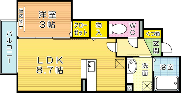 アッサンブレ　S 106号室 間取り