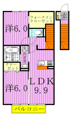 クレール（河原塚） 202号室 間取り