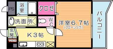 ボニート到津 406号室 間取り