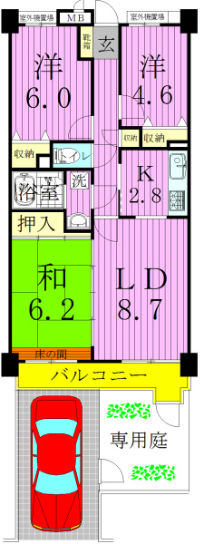 ライオンズヒルズ松戸 105号室 間取り