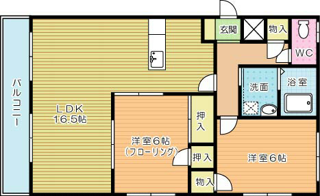 ハーベスト瓜生 302号室 間取り