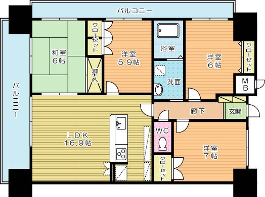 シャトレ大手町Ｎ棟 1201号室 間取り