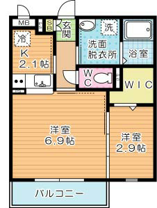 ERIOS COURT KⅡ（エリオスコートＫⅡ） 201号室 間取り