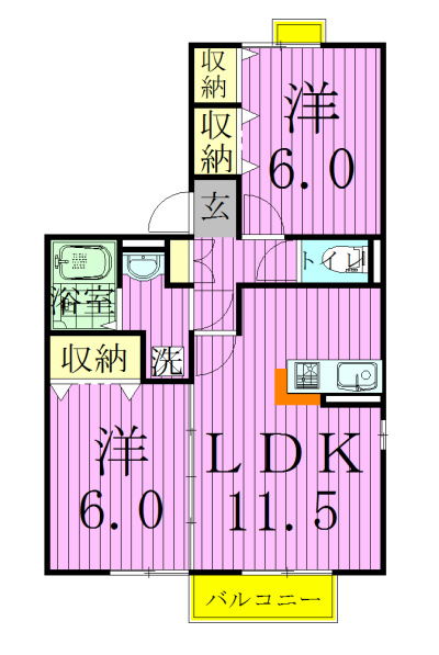 エルミタージュ 201号室 間取り