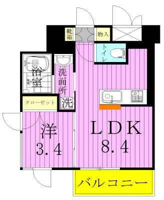 パークフラッツ松戸 401号室 間取り