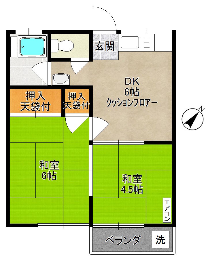 当麻ハイツ 201号室 間取り