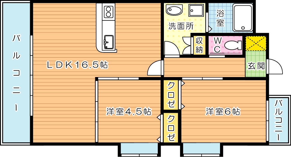 ルネス到津の森  401号室 間取り
