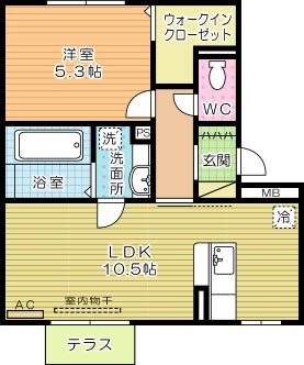 エスポワール祇園Ｂ 102号室 間取り