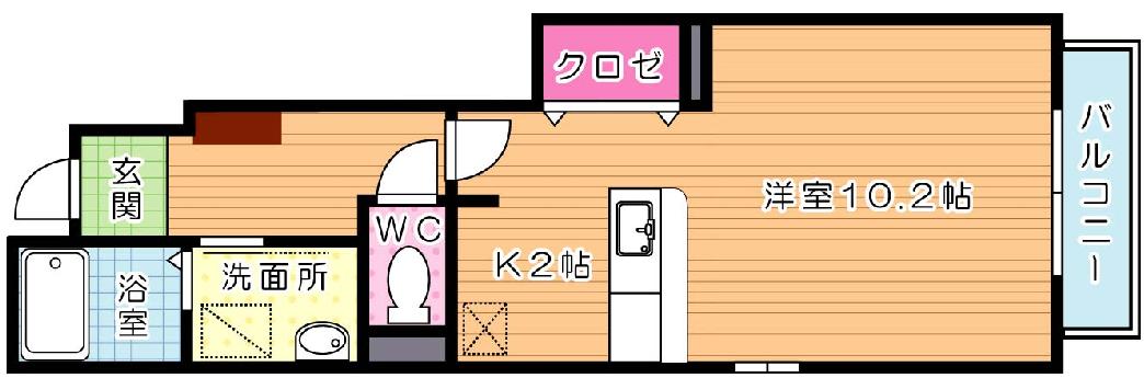 クリス山門 107号室 間取り