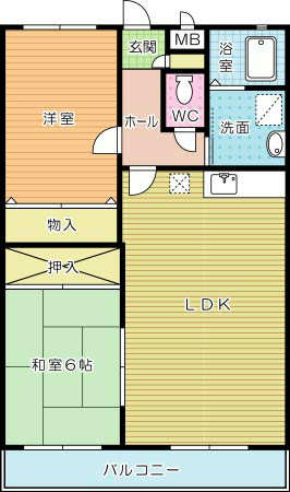 エルスール小原川Ⅱ  102号室 間取り