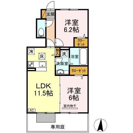 サンハイムふじＢ棟 102号室 間取り