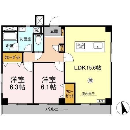 グレイスフルコート21 303号室 間取り