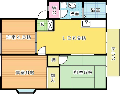 グリーンビレッジ湯川B棟 間取り図