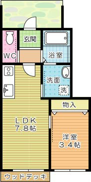 ロデスマン香春口 103号室 間取り