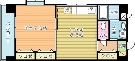 コートハウス大手町 805号室 間取り