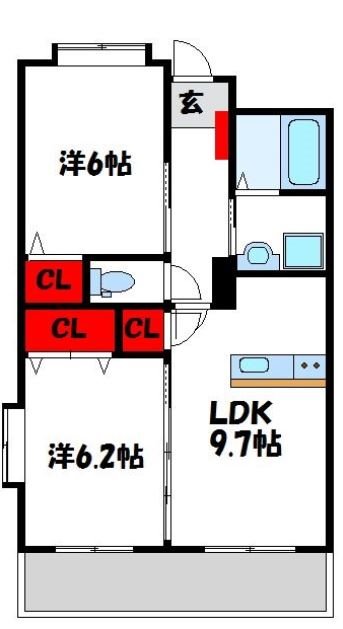 東福間駅前バモス  1101号室 間取り