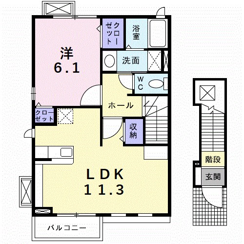 ラシュレ 201号室 間取り