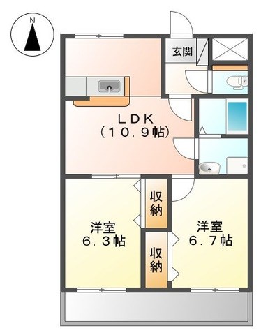 リトルフォレストⅡ 203号室 間取り
