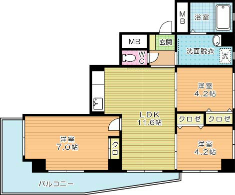 リクシア足原 402号室 間取り