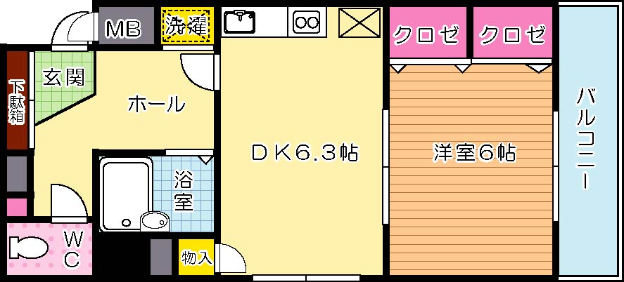 ライオンズマンション三萩野駅前   607号室 間取り