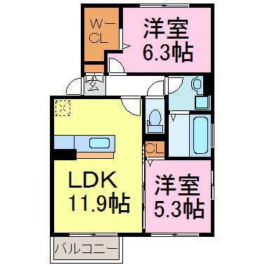 ネオハイツ　ホウゲツ　B 間取り図