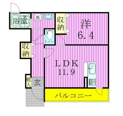 エクセラン 104号室 間取り