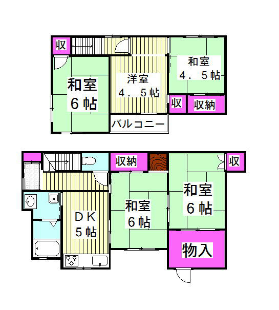 芝塚原1-16-6貸家 間取り図