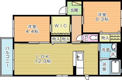 メゾンドマシェリ　Ｂ棟 202号室 間取り