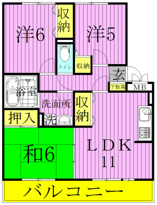 ボナール南流山 105号室 間取り