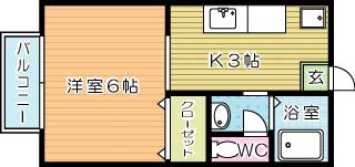 ビーライン菜園場 201号室 間取り