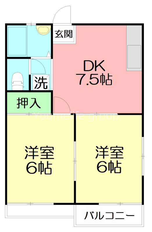 常楽ハイツ3 102号室 間取り