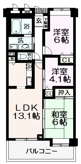 シャルマンフジ泉大津ロイヤルガーデン 間取り