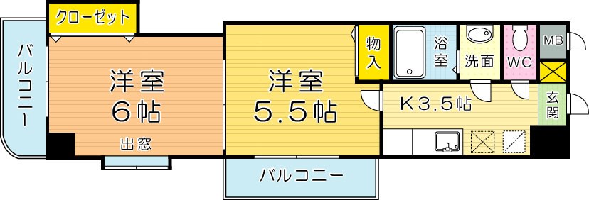 中津口センタービル 707号室 間取り