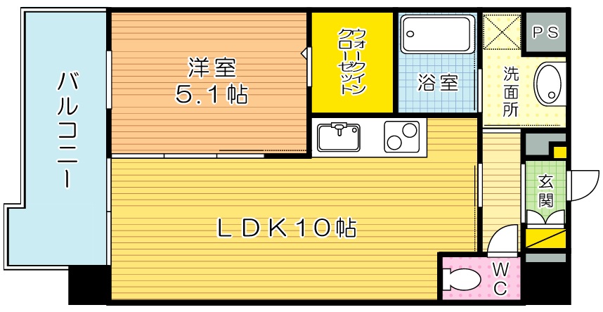 フェリシエ三萩野 602号室 間取り