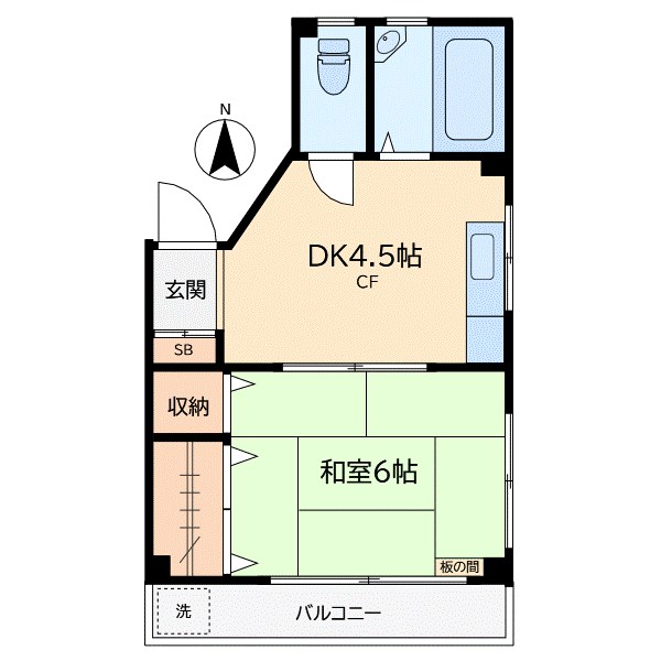 オオスガハイツ 201号室 間取り