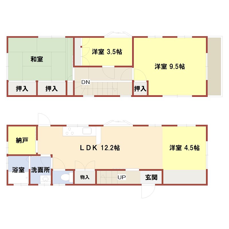野口長砂貸家 間取り図