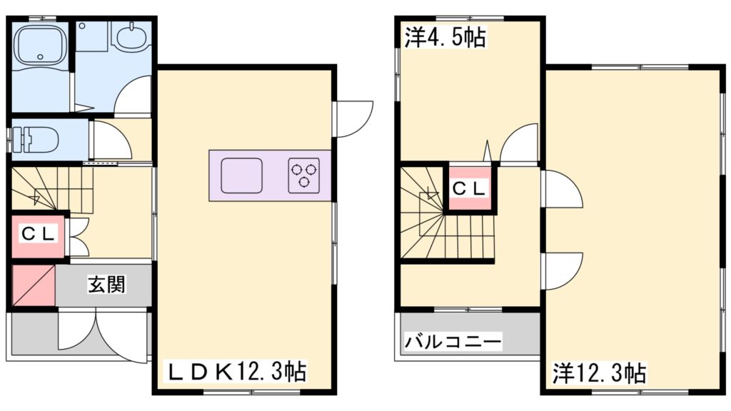 東神吉出河原貸家 間取り図
