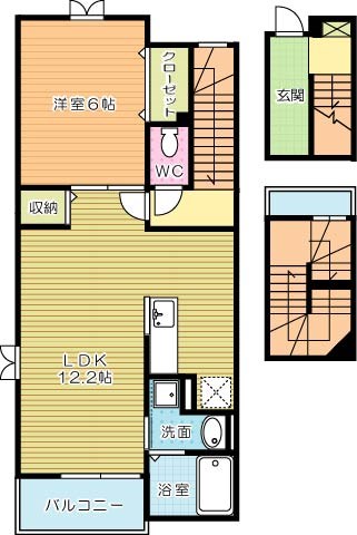 ラインハイム足立山Ｄ 303号室 間取り