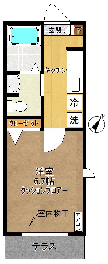 PaLace B･B（ﾊﾟﾚｽﾋﾞｰﾋﾞｰ） 103号室 間取り