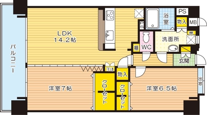 ニューリバー三萩野 902号室 間取り