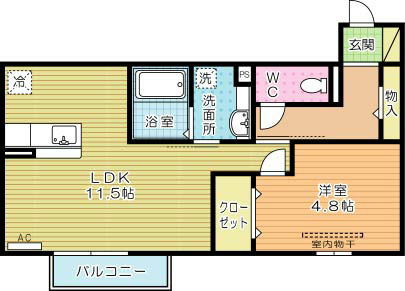 Ｏａｓｉｓ（オアシス） 203号室 間取り