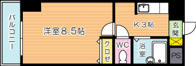 ギャラン南小倉 302号室 間取り