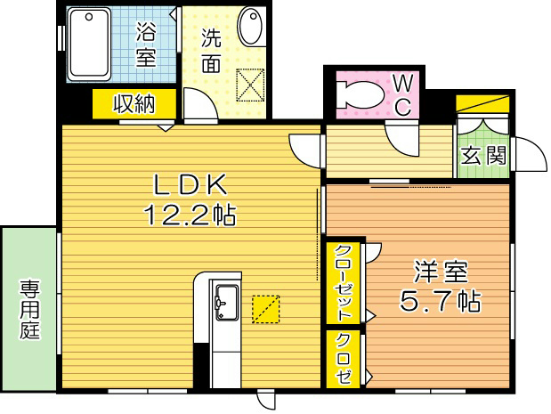 アミコート藤松  102号室 間取り