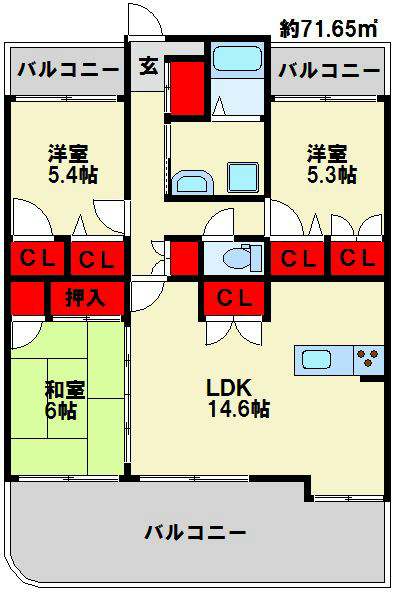 サンライフ大手町 808号室 間取り